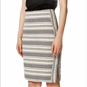 Ann Taylor Loft Mosaic Cream and Black Pencil skirt size 12